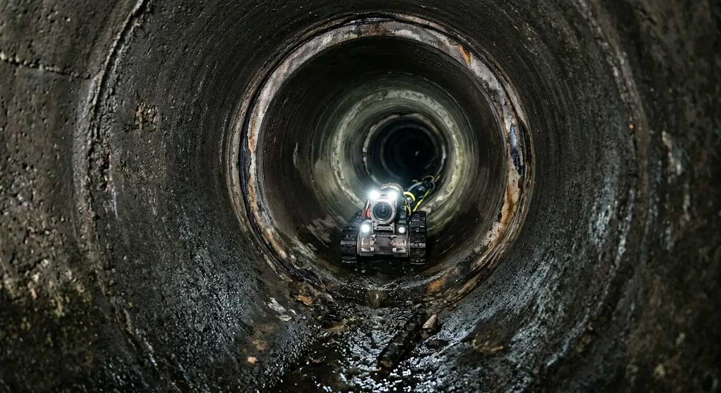 Robotic sewer camera inspecting pipe interior for Sewer Line Cleaning in St. George